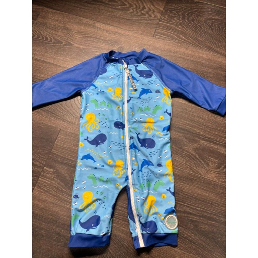 JoJo Maman Bébé Baby Boys Ocean Sea Life Sunsuit Swimsuit UPF 50+ 18-24M